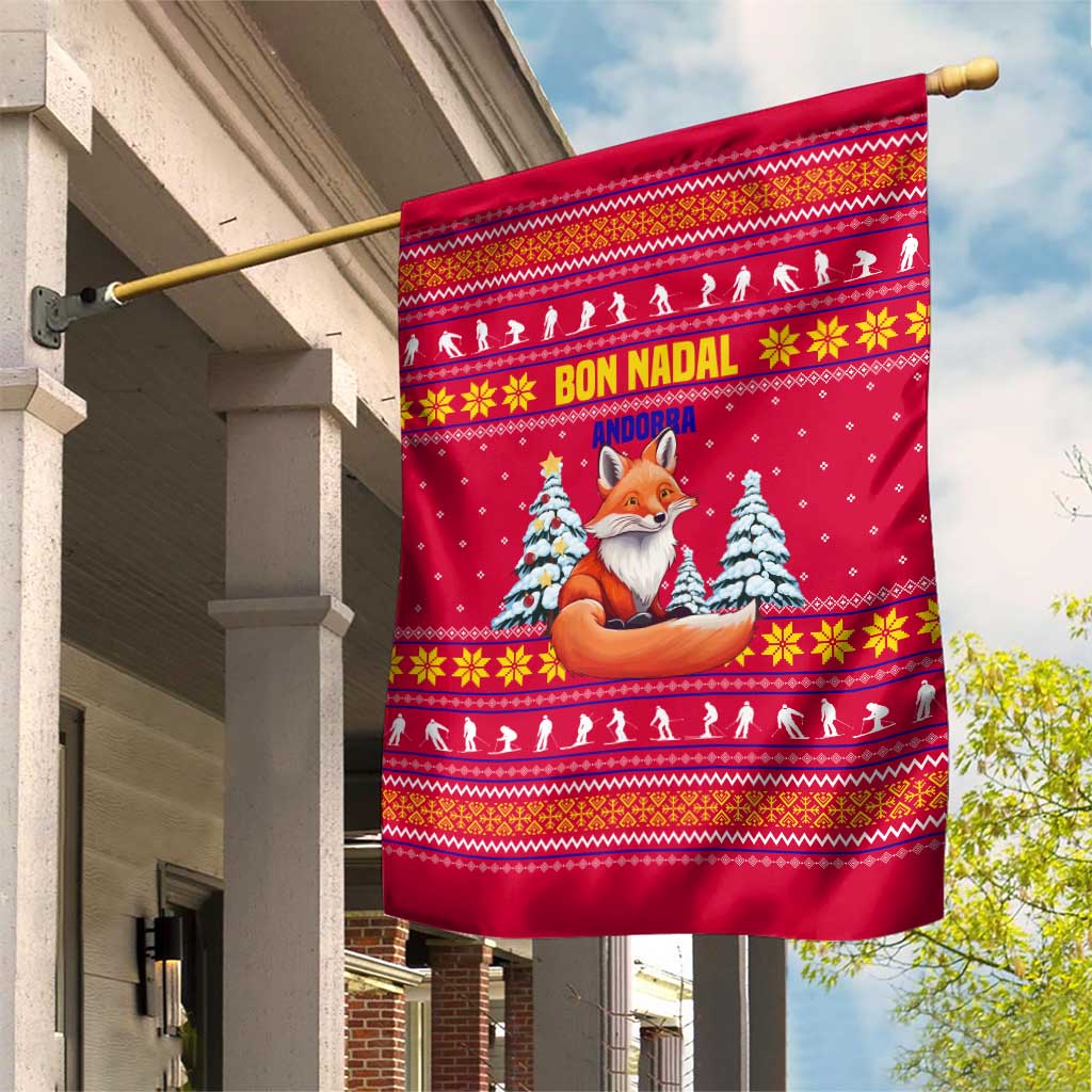 Bon Nadal Andorra Christmas Garden Flag with Fox Snowy Trees and Andorran Flag - Wonder Print Shop