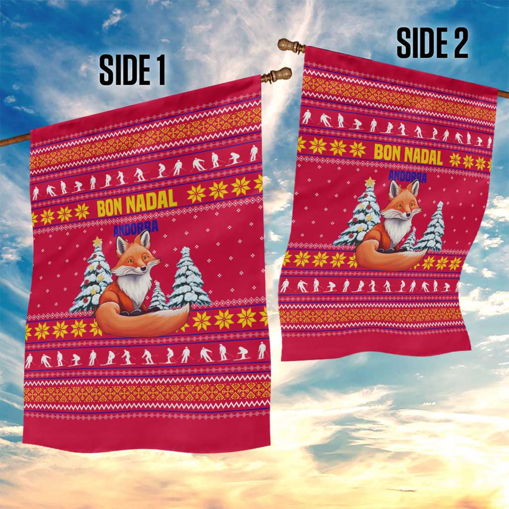 Bon Nadal Andorra Christmas Garden Flag with Fox Snowy Trees and Andorran Flag - Wonder Print Shop
