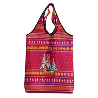 Bon Nadal Andorra Christmas Grocery Bag with Fox Snowy Trees and Andorran Flag - Wonder Print Shop