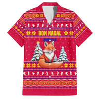 Bon Nadal Andorra Christmas Hawaiian Shirt with Fox Snowy Trees and Andorran Flag - Wonder Print Shop