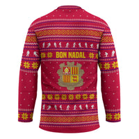 Bon Nadal Andorra Christmas Hockey Jersey with Fox Snowy Trees and Andorran Flag - Wonder Print Shop