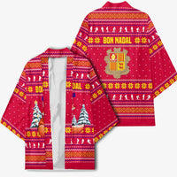 Bon Nadal Andorra Christmas Kimono with Fox Snowy Trees and Andorran Flag - Wonder Print Shop