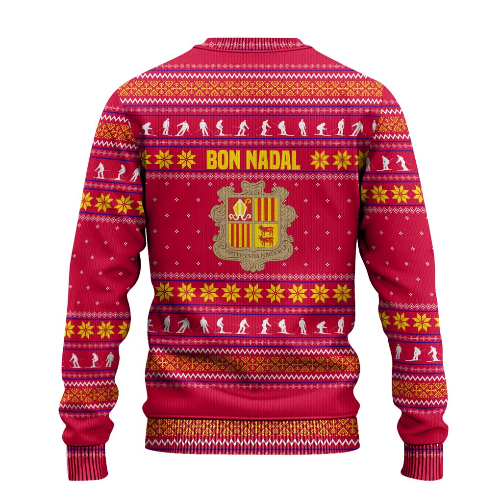 Bon Nadal Andorra Christmas Ugly Christmas Sweater with Fox Snowy Trees and Andorran Flag - Wonder Print Shop