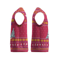 Bon Nadal Andorra Christmas Knitted V-Neck Vest with Fox Snowy Trees and Andorran Flag - Wonder Print Shop