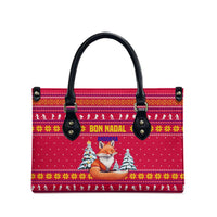 Bon Nadal Andorra Christmas Leather Bag with Fox Snowy Trees and Andorran Flag - Wonder Print Shop