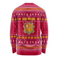 Bon Nadal Andorra Christmas Long Sleeve Shirt with Fox Snowy Trees and Andorran Flag - Wonder Print Shop