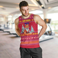 Bon Nadal Andorra Christmas Men Tank Top with Fox Snowy Trees and Andorran Flag - Wonder Print Shop
