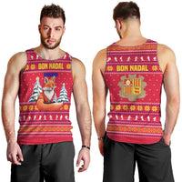 Bon Nadal Andorra Christmas Men Tank Top with Fox Snowy Trees and Andorran Flag - Wonder Print Shop