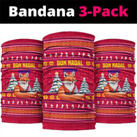 Bon Nadal Andorra Christmas Neck Gaiter with Fox Snowy Trees and Andorran Flag - Wonder Print Shop