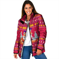 Bon Nadal Andorra Christmas Padded Jacket with Fox Snowy Trees and Andorran Flag - Wonder Print Shop
