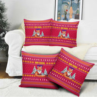 Bon Nadal Andorra Christmas Pillow Cover with Fox Snowy Trees and Andorran Flag - Wonder Print Shop