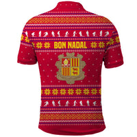 Bon Nadal Andorra Christmas Polo Shirt with Fox Snowy Trees and Andorran Flag - Wonder Print Shop
