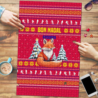 Bon Nadal Andorra Christmas Puzzle with Fox Snowy Trees and Andorran Flag - Wonder Print Shop