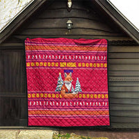 Bon Nadal Andorra Christmas Quilt with Fox Snowy Trees and Andorran Flag - Wonder Print Shop
