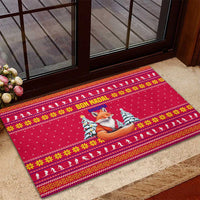 Bon Nadal Andorra Christmas Rubber Doormat with Fox Snowy Trees and Andorran Flag - Wonder Print Shop