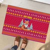 Bon Nadal Andorra Christmas Rubber Doormat with Fox Snowy Trees and Andorran Flag - Wonder Print Shop