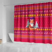 Bon Nadal Andorra Christmas Shower Curtain with Fox Snowy Trees and Andorran Flag - Wonder Print Shop