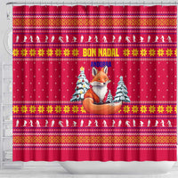Bon Nadal Andorra Christmas Shower Curtain with Fox Snowy Trees and Andorran Flag - Wonder Print Shop