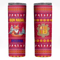 Bon Nadal Andorra Christmas Skinny Tumbler with Fox Snowy Trees and Andorran Flag - Wonder Print Shop