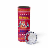 Bon Nadal Andorra Christmas Skinny Tumbler with Fox Snowy Trees and Andorran Flag - Wonder Print Shop