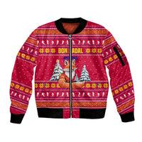 Bon Nadal Andorra Christmas Sleeve Zip Bomber Jacket with Fox Snowy Trees and Andorran Flag - Wonder Print Shop