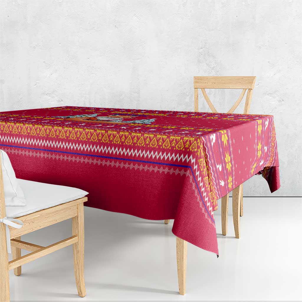 Bon Nadal Andorra Christmas Tablecloth with Fox Snowy Trees and Andorran Flag - Wonder Print Shop
