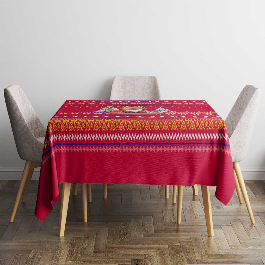 Bon Nadal Andorra Christmas Tablecloth with Fox Snowy Trees and Andorran Flag - Wonder Print Shop