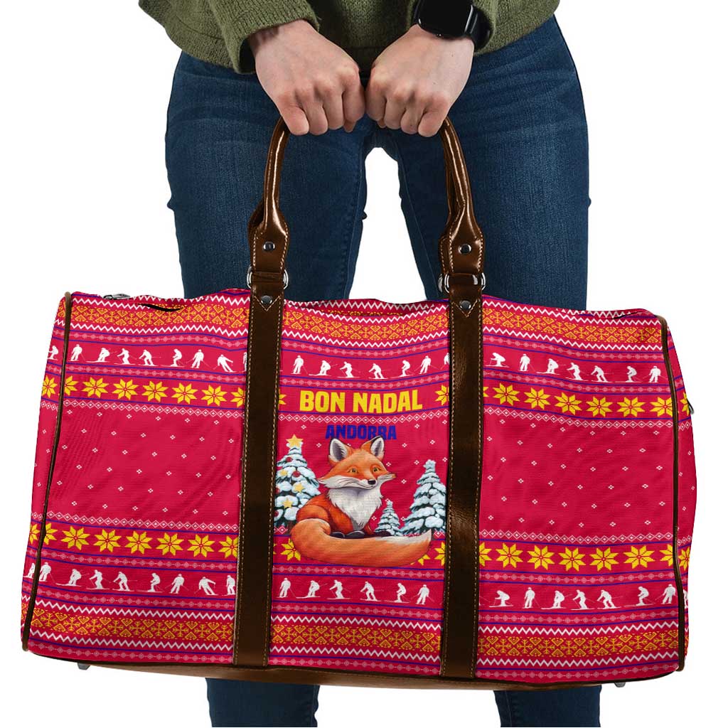 Bon Nadal Andorra Christmas Travel Bag with Fox Snowy Trees and Andorran Flag - Wonder Print Shop