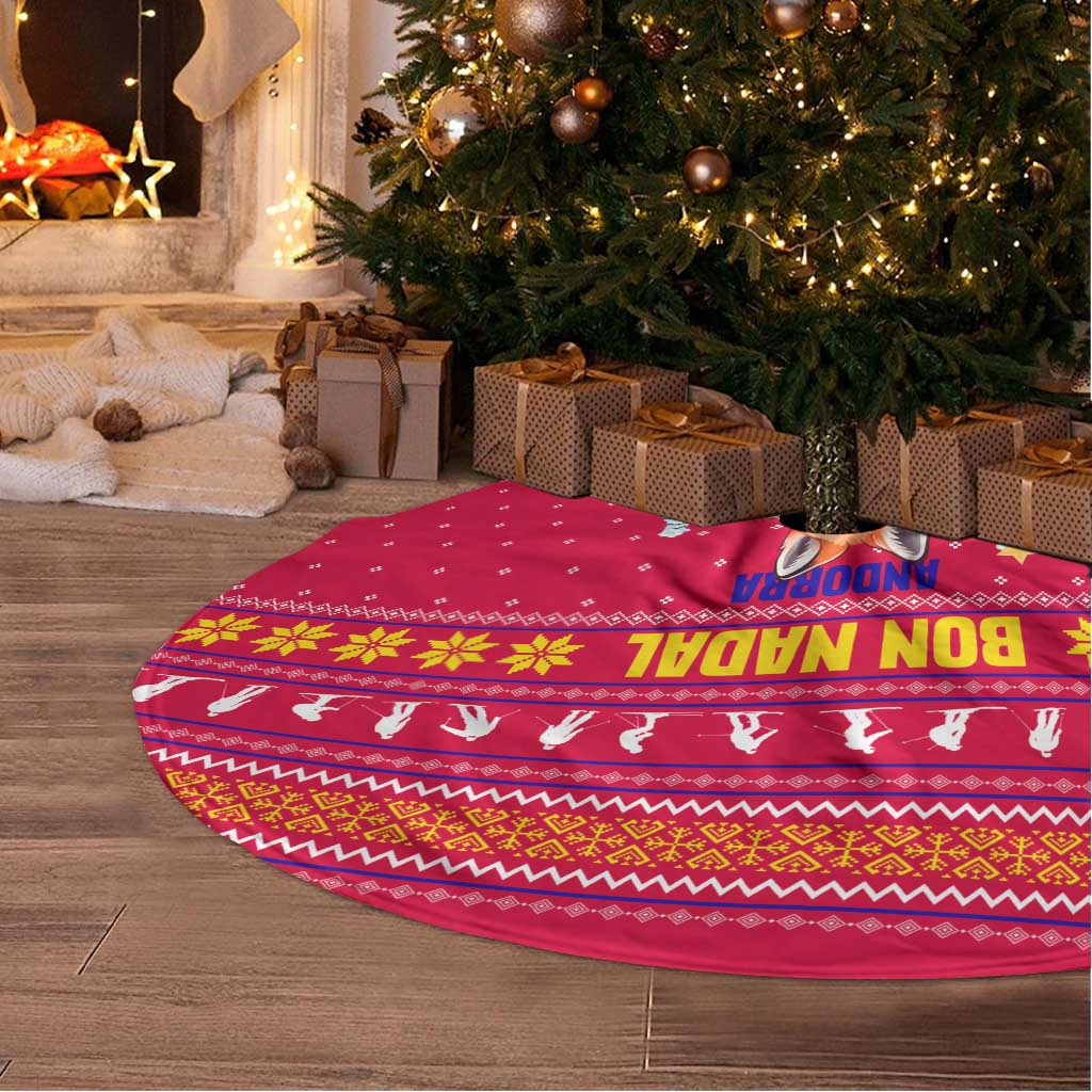Bon Nadal Andorra Christmas Tree Skirt with Fox Snowy Trees and Andorran Flag - Wonder Print Shop