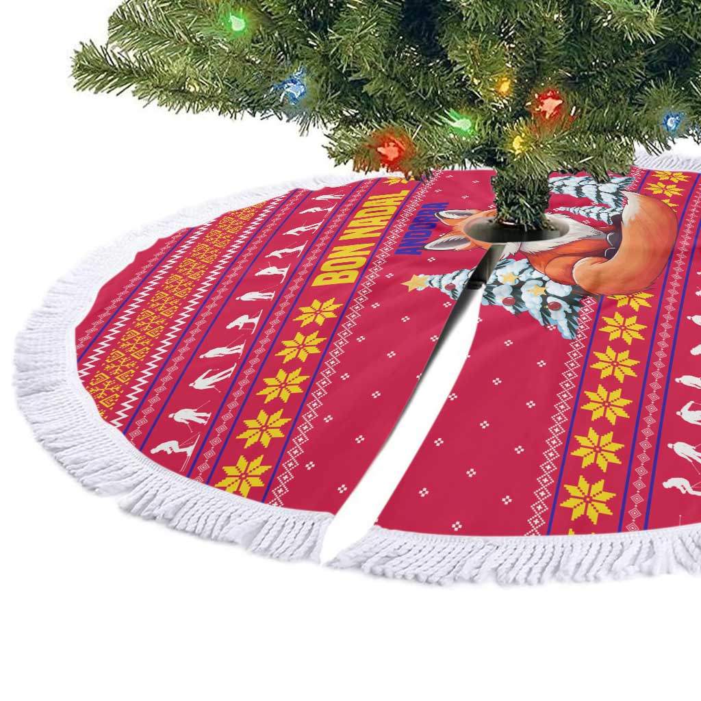 Bon Nadal Andorra Christmas Tree Skirt with Fox Snowy Trees and Andorran Flag - Wonder Print Shop