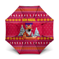 Bon Nadal Andorra Christmas Umbrella with Fox Snowy Trees and Andorran Flag - Wonder Print Shop