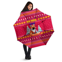 Bon Nadal Andorra Christmas Umbrella with Fox Snowy Trees and Andorran Flag - Wonder Print Shop