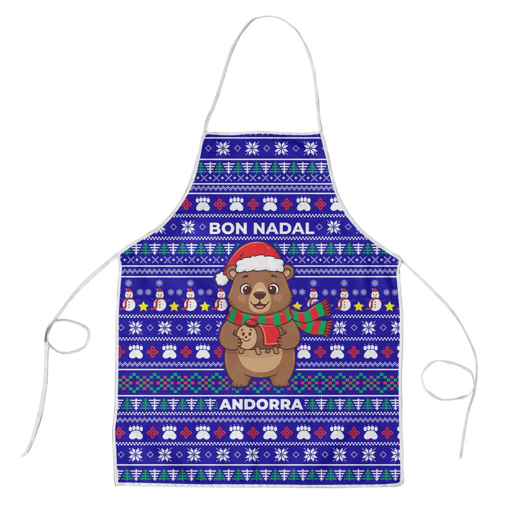 Bon Nadal Andorra Christmas Apron Holiday Bear, Snowflakes, Paw Prints & Winter - Wonder Print Shop