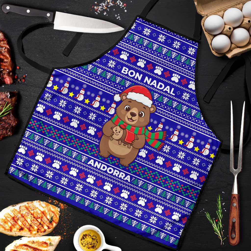 Bon Nadal Andorra Christmas Apron Holiday Bear, Snowflakes, Paw Prints & Winter - Wonder Print Shop