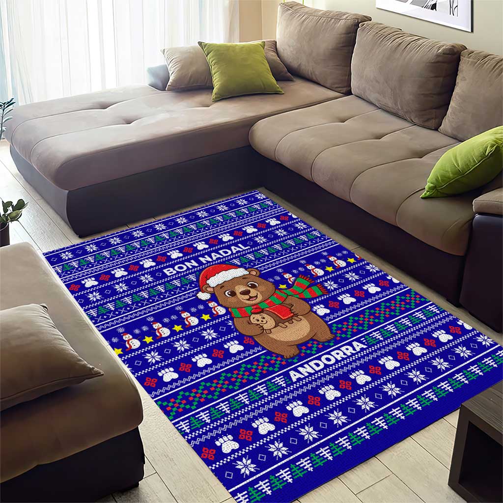 Bon Nadal Andorra Christmas Area Rug Holiday Bear, Snowflakes, Paw Prints & Winter - Wonder Print Shop