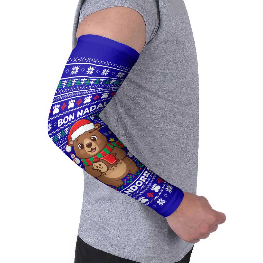 Bon Nadal Andorra Christmas Arm Sleeves Holiday Bear, Snowflakes, Paw Prints & Winter - Wonder Print Shop