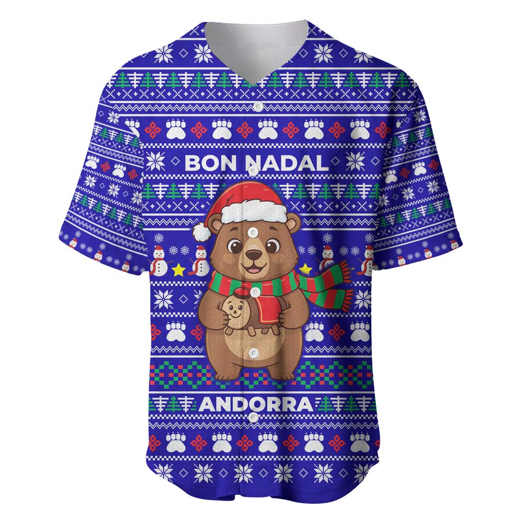 Bon Nadal Andorra Christmas Baseball Jersey Holiday Bear, Snowflakes, Paw Prints & Winter - Wonder Print Shop
