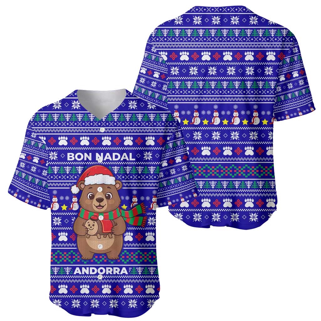 Bon Nadal Andorra Christmas Baseball Jersey Holiday Bear, Snowflakes, Paw Prints & Winter - Wonder Print Shop