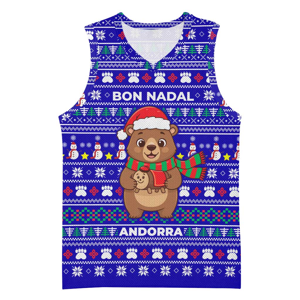 Bon Nadal Andorra Christmas Basketball Jersey Holiday Bear, Snowflakes, Paw Prints & Winter - Wonder Print Shop