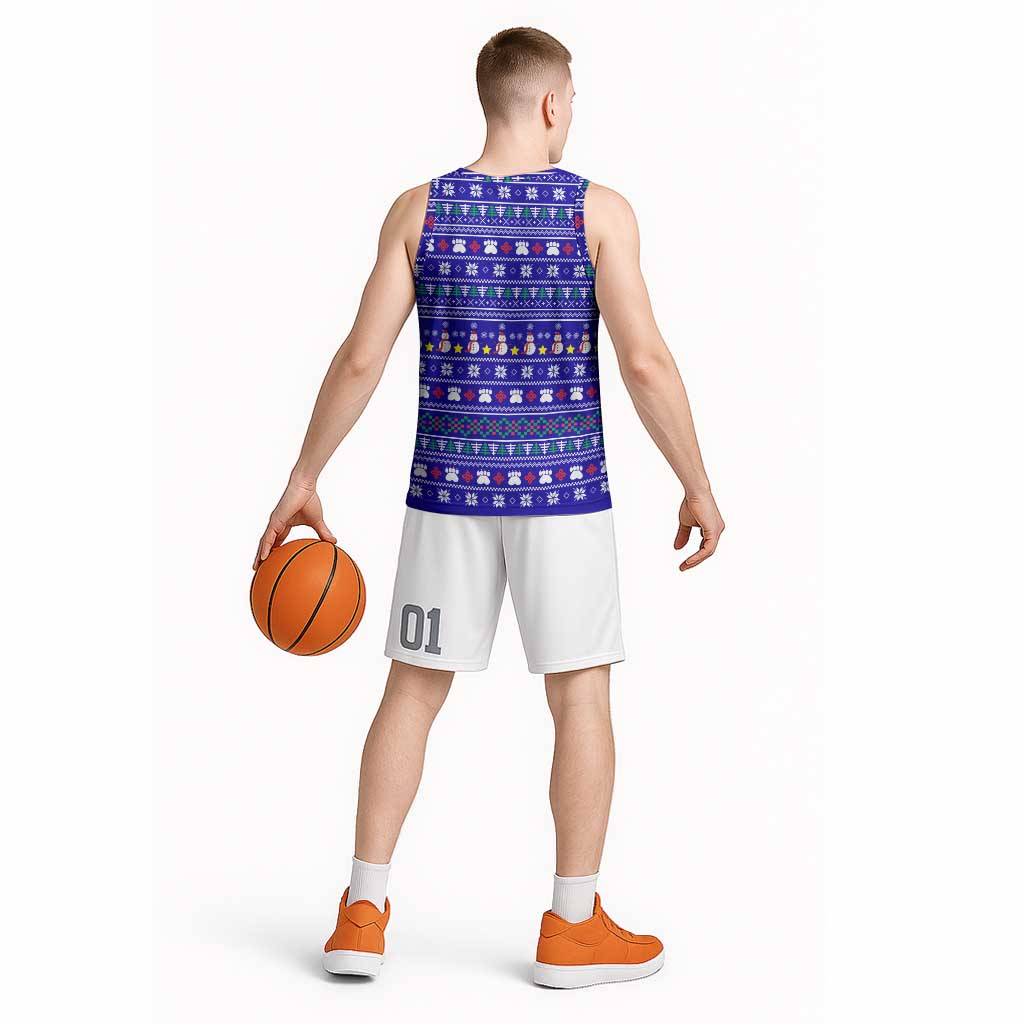 Bon Nadal Andorra Christmas Basketball Jersey Holiday Bear, Snowflakes, Paw Prints & Winter - Wonder Print Shop