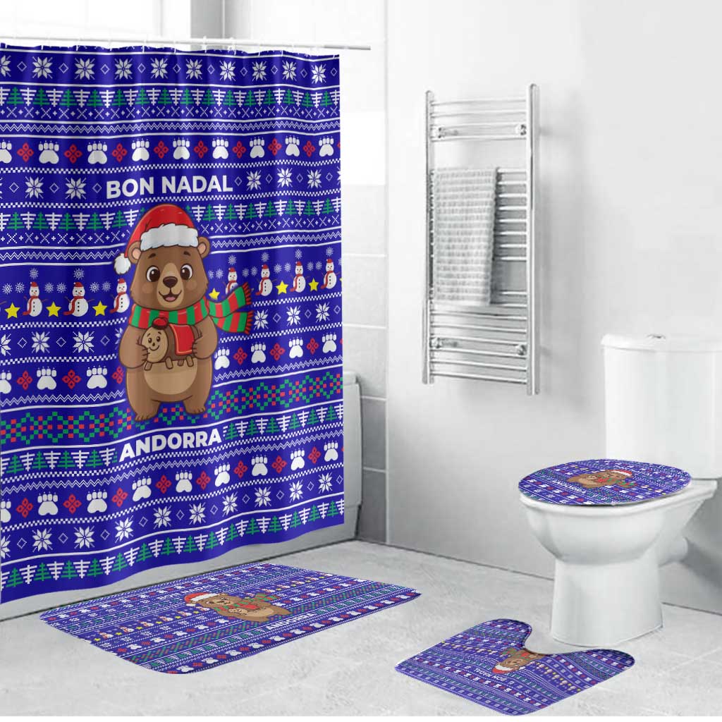 Bon Nadal Andorra Christmas Bathroom Set Holiday Bear, Snowflakes, Paw Prints & Winter - Wonder Print Shop