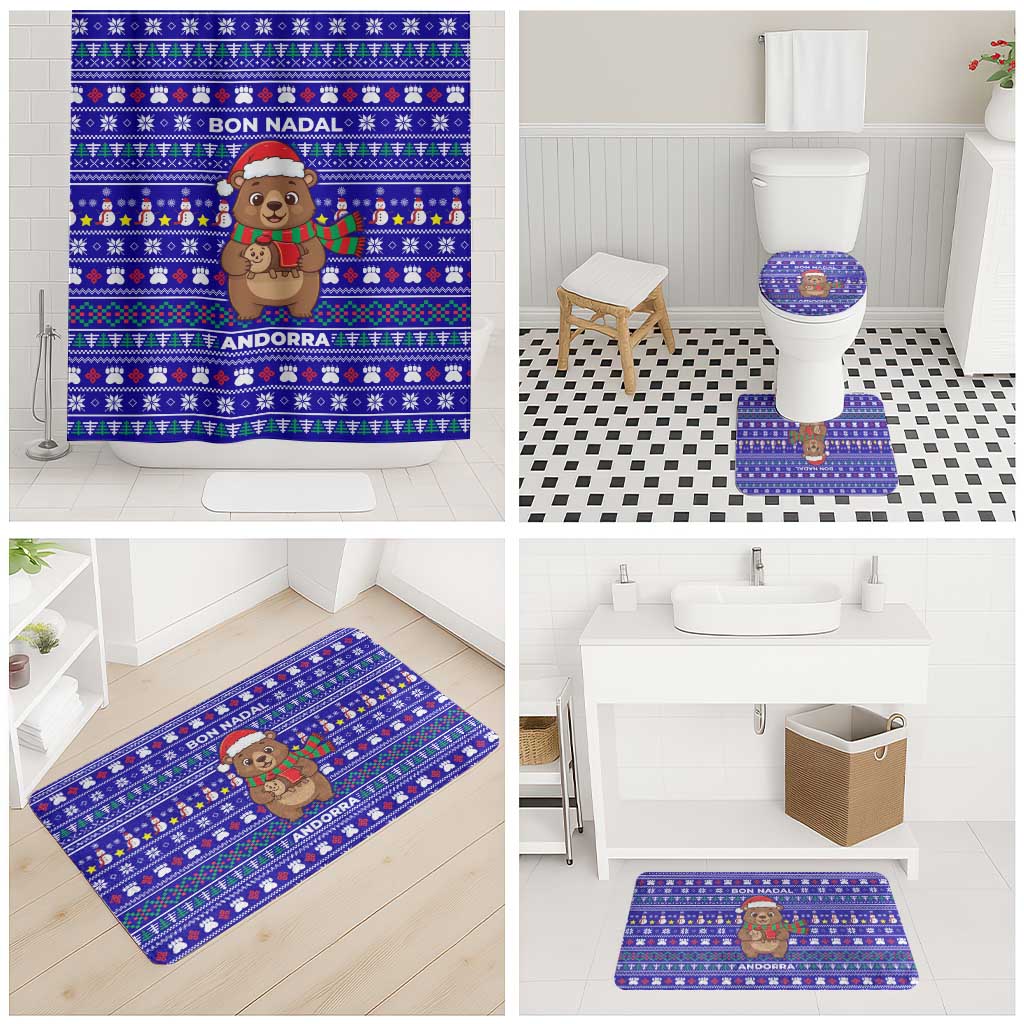 Bon Nadal Andorra Christmas Bathroom Set Holiday Bear, Snowflakes, Paw Prints & Winter - Wonder Print Shop