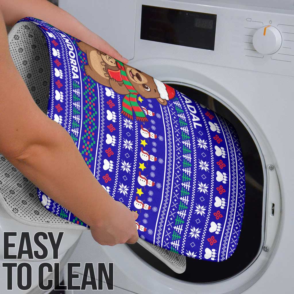 Bon Nadal Andorra Christmas Bathroom Set Holiday Bear, Snowflakes, Paw Prints & Winter - Wonder Print Shop