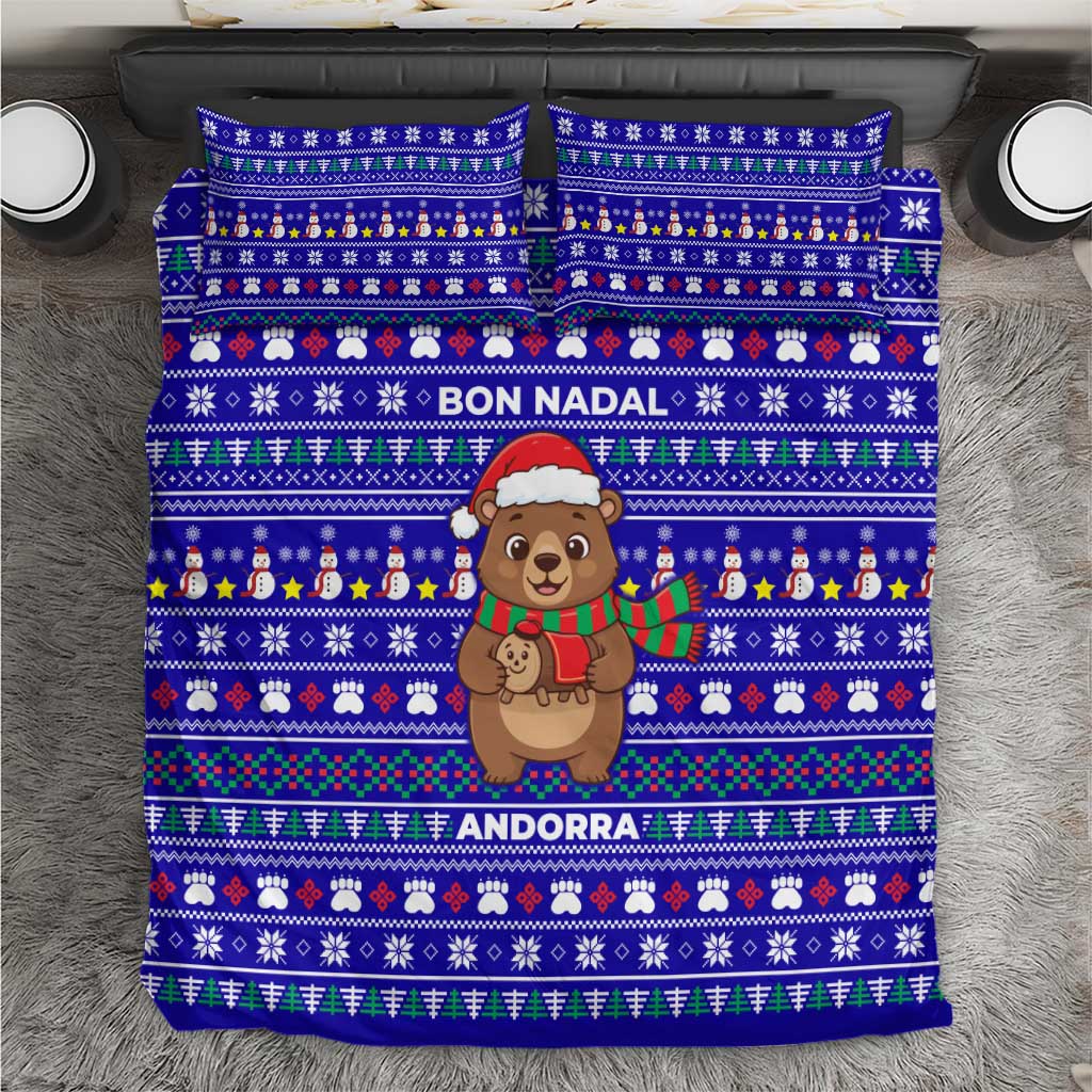 Bon Nadal Andorra Christmas Bedding Set Holiday Bear, Snowflakes, Paw Prints & Winter - Wonder Print Shop