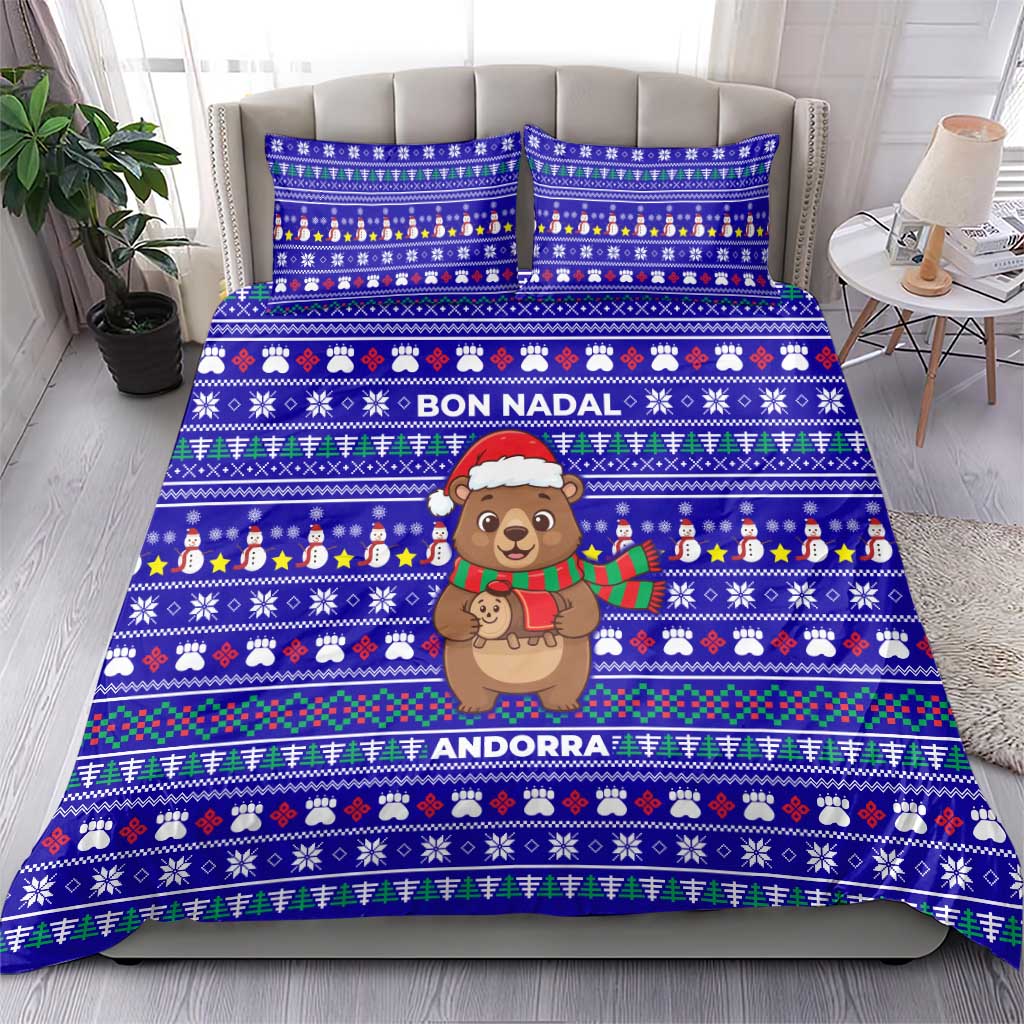 Bon Nadal Andorra Christmas Bedding Set Holiday Bear, Snowflakes, Paw Prints & Winter - Wonder Print Shop