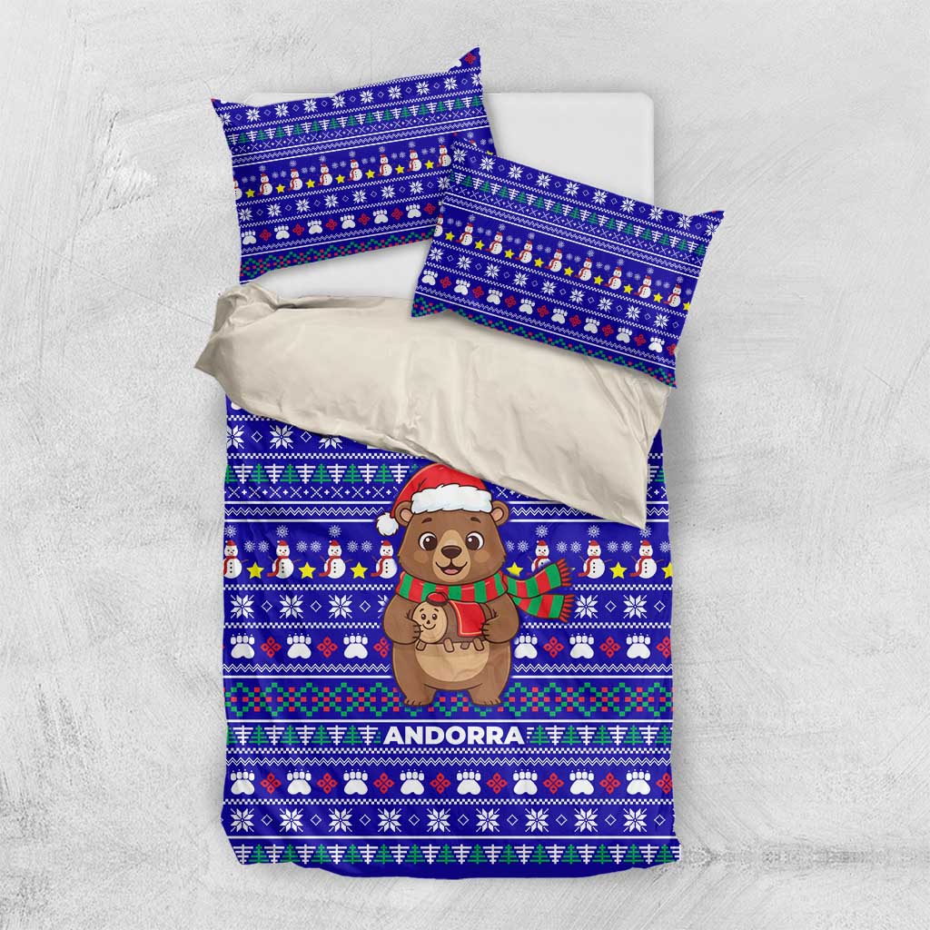 Bon Nadal Andorra Christmas Bedding Set Holiday Bear, Snowflakes, Paw Prints & Winter - Wonder Print Shop
