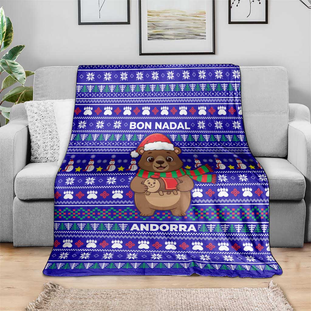 Bon Nadal Andorra Christmas Blanket Holiday Bear, Snowflakes, Paw Prints & Winter - Wonder Print Shop