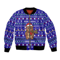Bon Nadal Andorra Christmas Bomber Jacket Holiday Bear, Snowflakes, Paw Prints & Winter - Wonder Print Shop