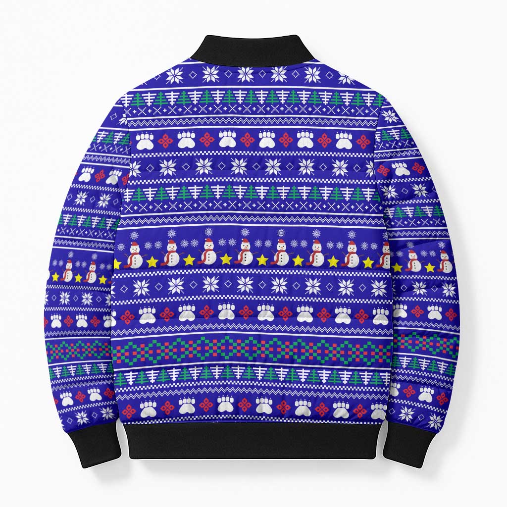 Bon Nadal Andorra Christmas Bomber Puffer Jacket Holiday Bear, Snowflakes, Paw Prints & Winter - Wonder Print Shop