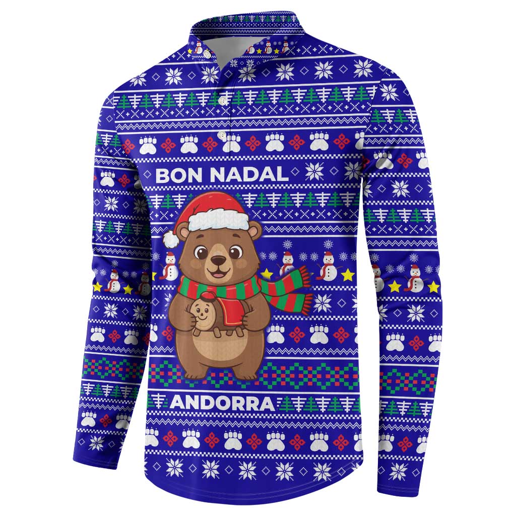 Bon Nadal Andorra Christmas Button Sweatshirt Holiday Bear, Snowflakes, Paw Prints & Winter - Wonder Print Shop